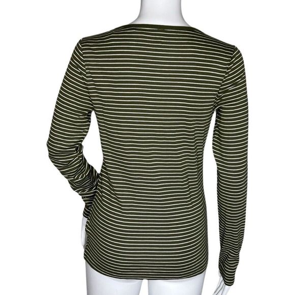 Gap‎ Shirt Women Medium Green White Stripe T-Shirt Everyday Basic Casual Minimal - Picture 4 of 8